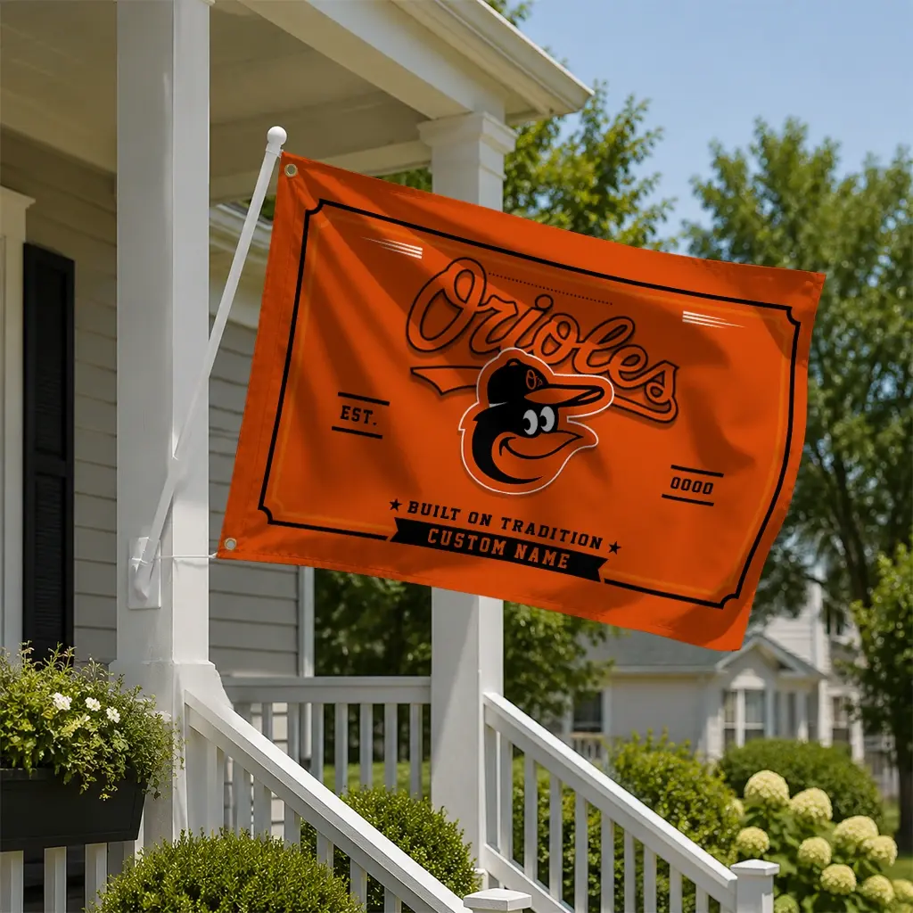 Baltimore Orioles House Flag Customized Ornate Border Orange New Arrival Baltimore Orioles House Flag Customized Ornate Border Orange New Arrival