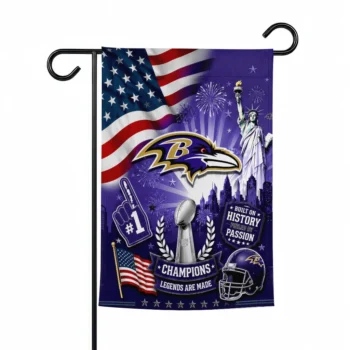 Baltimore Ravens Garden Flag - Customized Icon Collage Purple