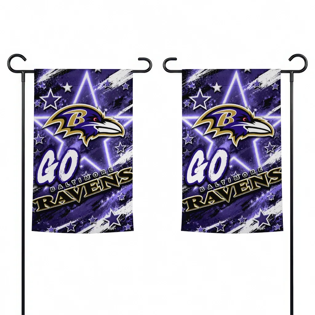 Baltimore Ravens Garden Flag Personalized Glowing Star Purple Fashion Forward Baltimore Ravens Garden Flag Personalized Glowing Star Purple Fashion Forward