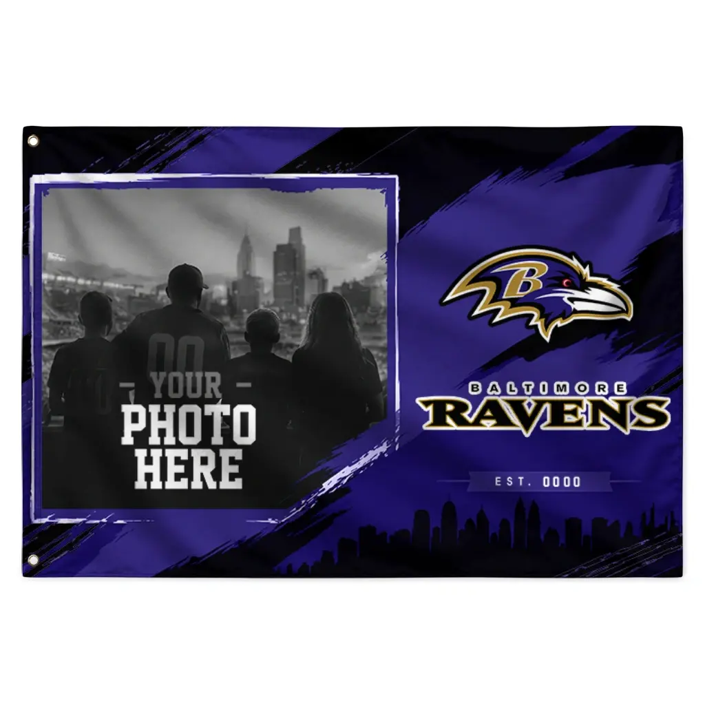 Baltimore Ravens House Flag Custom Framed Photo Purple Black Best Selling Baltimore Ravens House Flag Custom Framed Photo Purple Black Best Selling