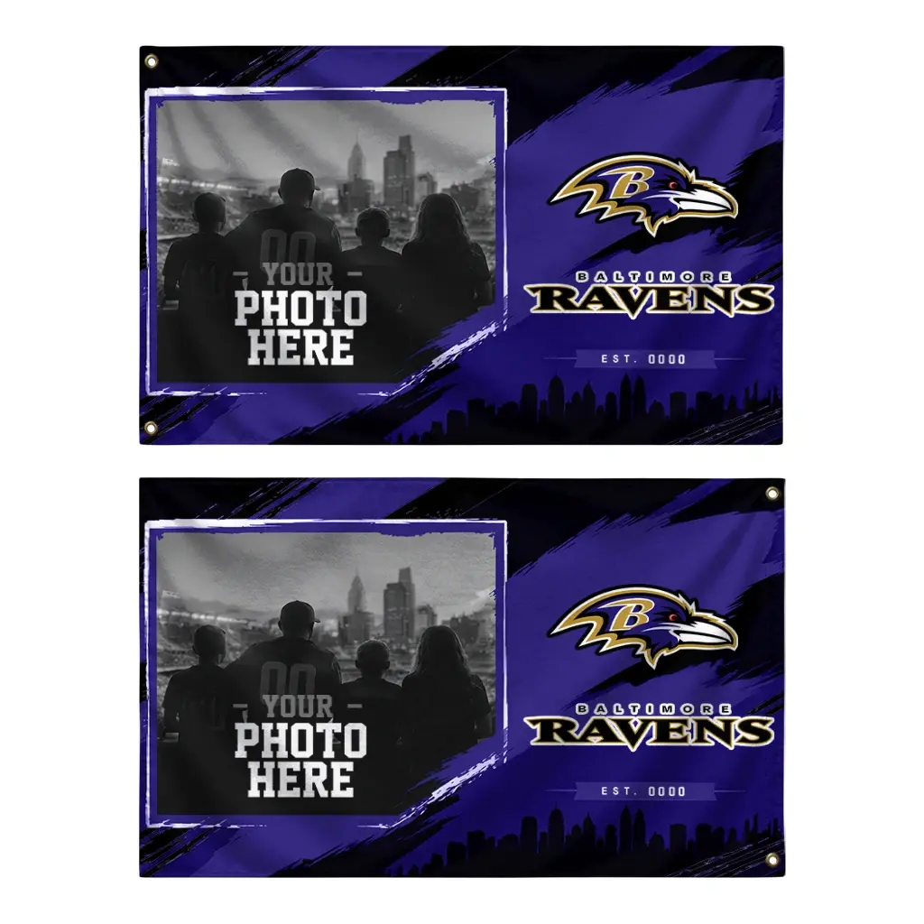 Baltimore Ravens House Flag Custom Framed Photo Purple Black Fashion Forward Baltimore Ravens House Flag Custom Framed Photo Purple Black Fashion Forward