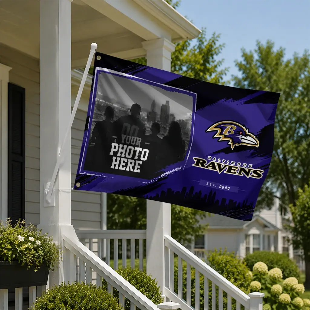 Baltimore Ravens House Flag Custom Framed Photo Purple Black New Arrival Baltimore Ravens House Flag Custom Framed Photo Purple Black New Arrival