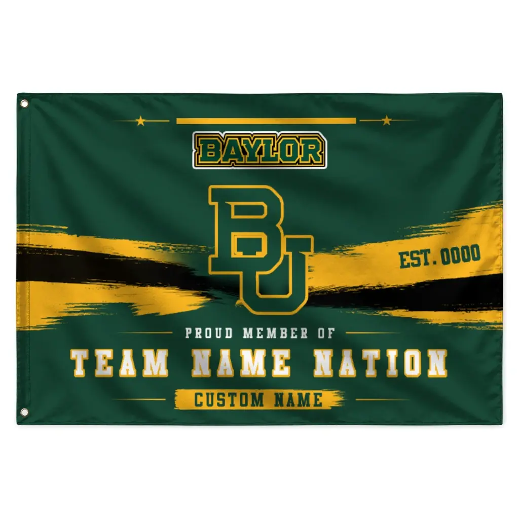 Baylor Bears House Flag Customized Brushed Streaks Green Best Selling Baylor Bears House Flag Customized Brushed Streaks Green Best Selling
