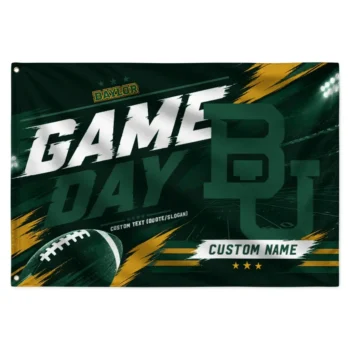 Baylor Bears House Flag Personalized Action Streaks Green Best Selling