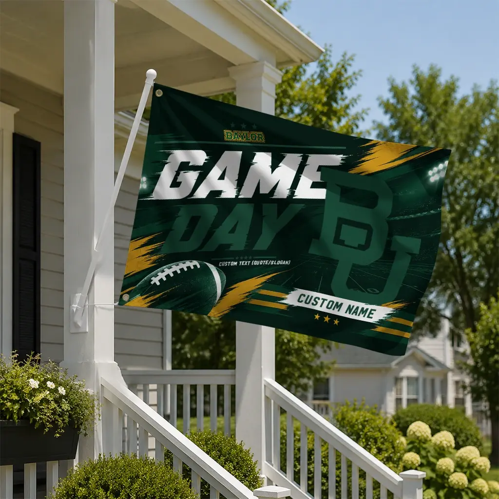 Baylor Bears House Flag Personalized Action Streaks Green New Arrival Baylor Bears House Flag Personalized Action Streaks Green New Arrival