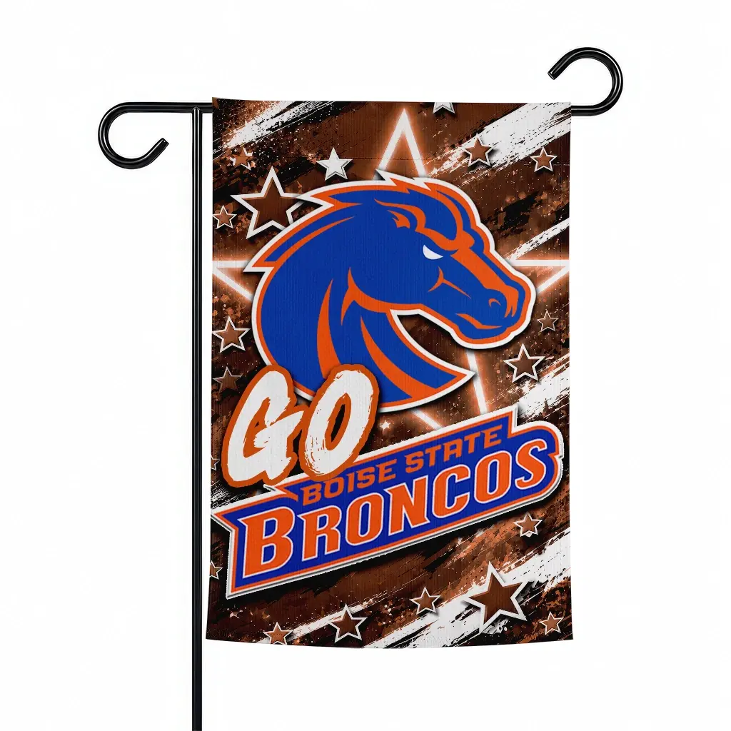 Boise State Broncos Garden Flag Custom Glowing Star Orange Best Selling Boise State Broncos Garden Flag Custom Glowing Star Orange Best Selling