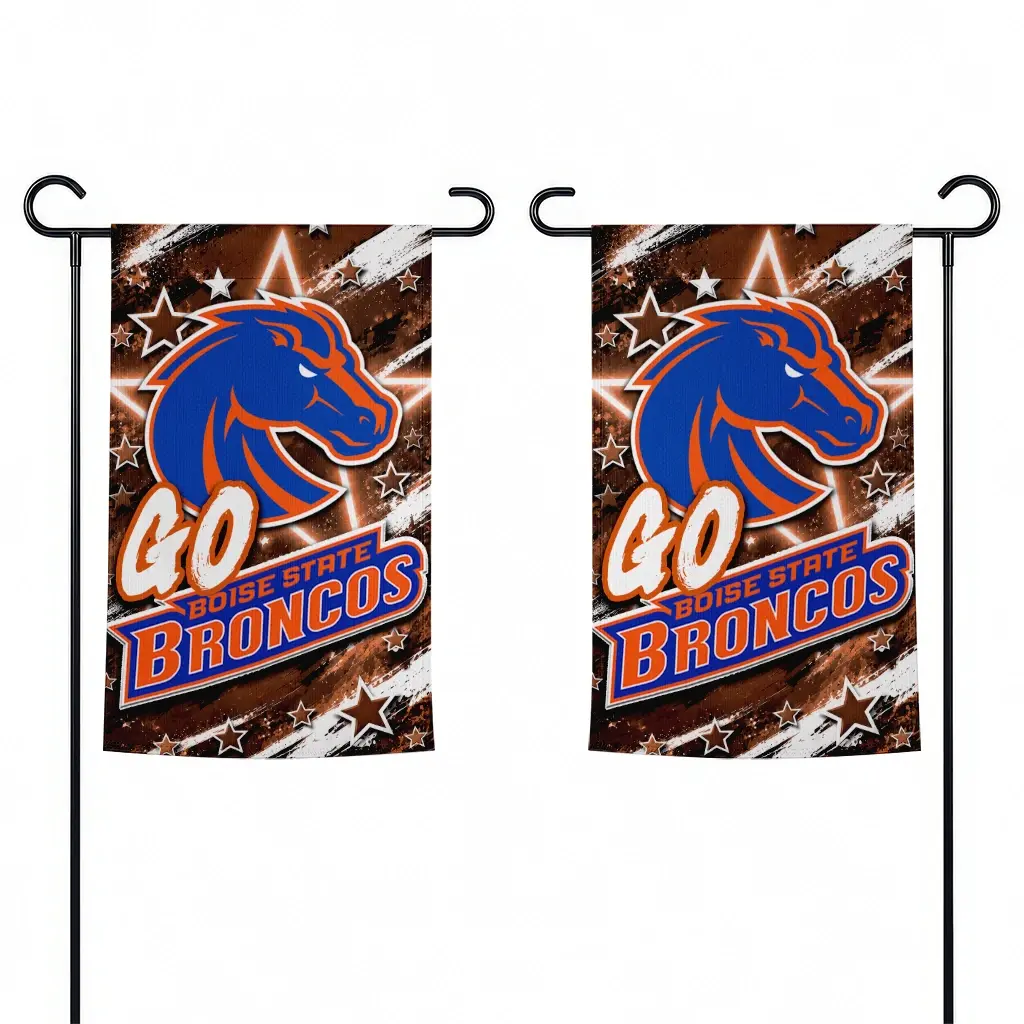 Boise State Broncos Garden Flag Custom Glowing Star Orange Fashion Forward Boise State Broncos Garden Flag Custom Glowing Star Orange Fashion Forward