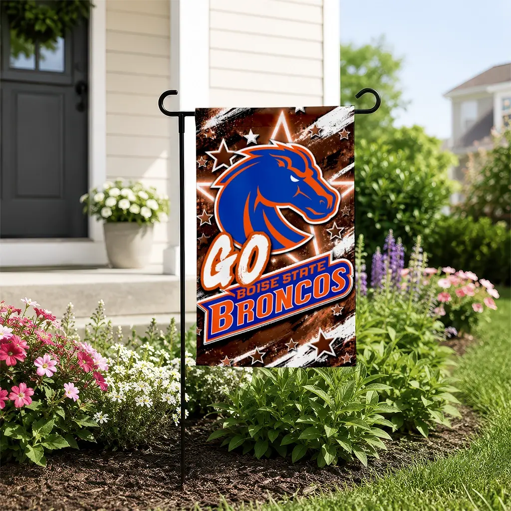 Boise State Broncos Garden Flag Custom Glowing Star Orange New Arrival Boise State Broncos Garden Flag Custom Glowing Star Orange New Arrival