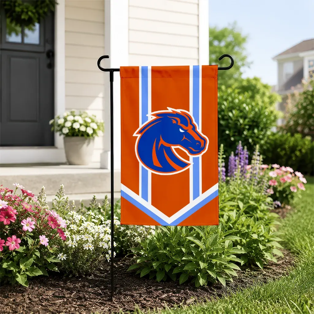 Boise State Broncos Garden Flag Personalized Chevron Stripes Orange New Arrival Boise State Broncos Garden Flag Personalized Chevron Stripes Orange New Arrival