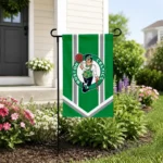 Boston Celtics Garden Flag Personalized Chevron Stripes Green Best Selling