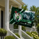 Boston Celtics House Flag Custom Diagonal Stripes Green Best Selling
