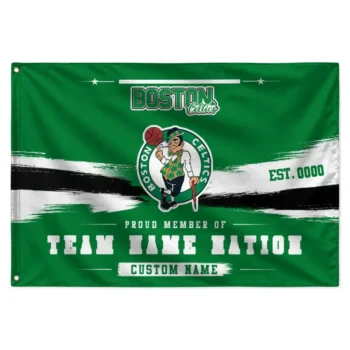 Boston Celtics House Flag Personalized Brushed Streaks Green Best Selling