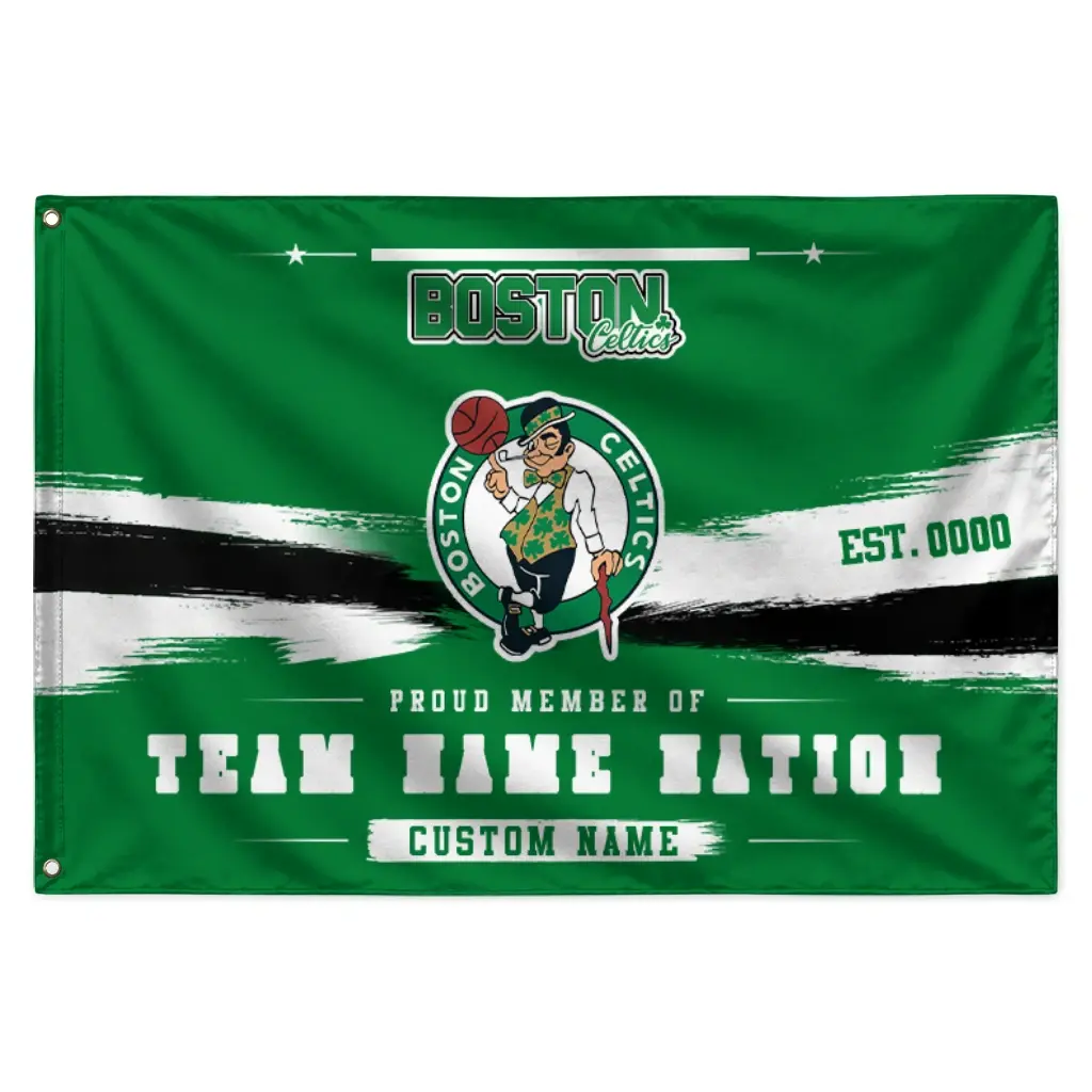 Boston Celtics House Flag Personalized Brushed Streaks Green Best Selling Boston Celtics House Flag Personalized Brushed Streaks Green Best Selling