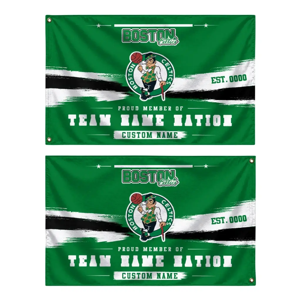 Boston Celtics House Flag Personalized Brushed Streaks Green Fashion Forward Boston Celtics House Flag Personalized Brushed Streaks Green Fashion Forward