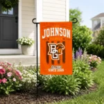 Bowling Green Falcons Garden Flag Customized Distressed Stripes Orange Best Selling