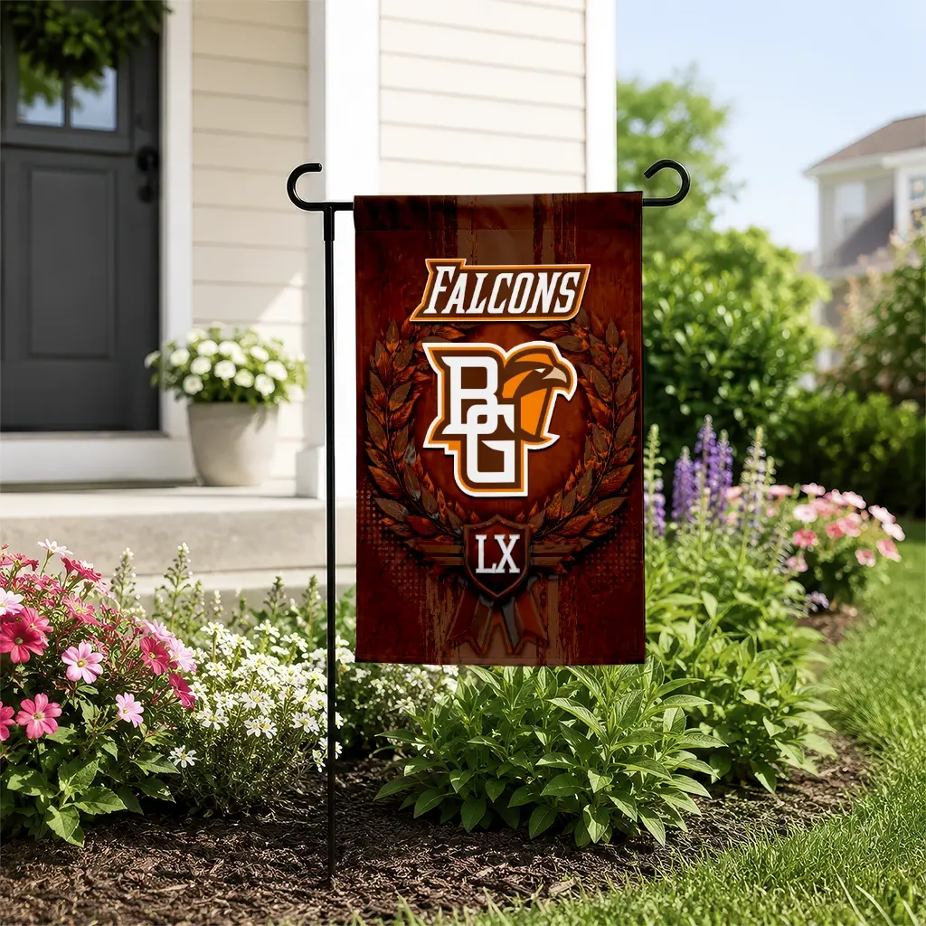Bowling Green Falcons Garden Flag Customized Laurel Wreath Orange New Arrival Bowling Green Falcons Garden Flag Customized Laurel Wreath Orange New Arrival