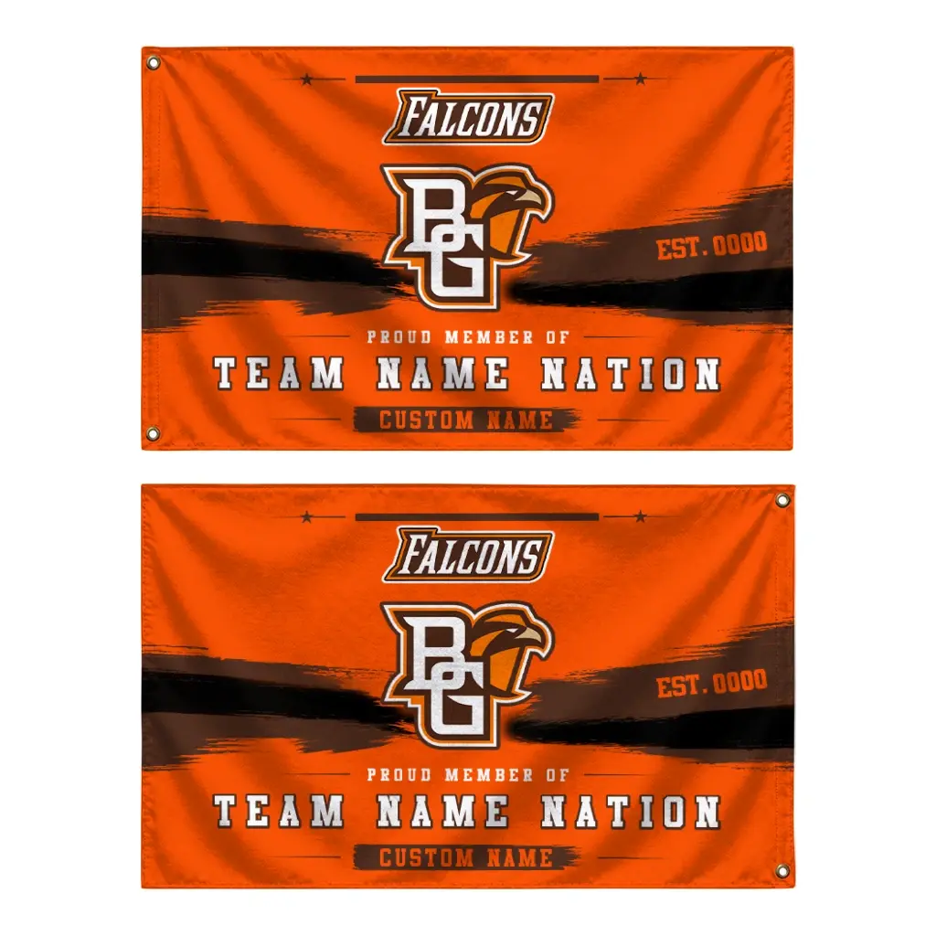 Bowling Green Falcons House Flag Personalized Brushed Streaks Orange Fashion Forward Bowling Green Falcons House Flag Personalized Brushed Streaks Orange Fashion Forward