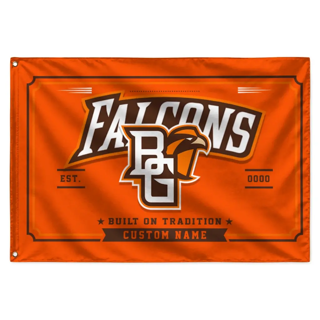 Bowling Green Falcons House Flag Personalized Ornate Border Orange Best Selling Bowling Green Falcons House Flag Personalized Ornate Border Orange Best Selling