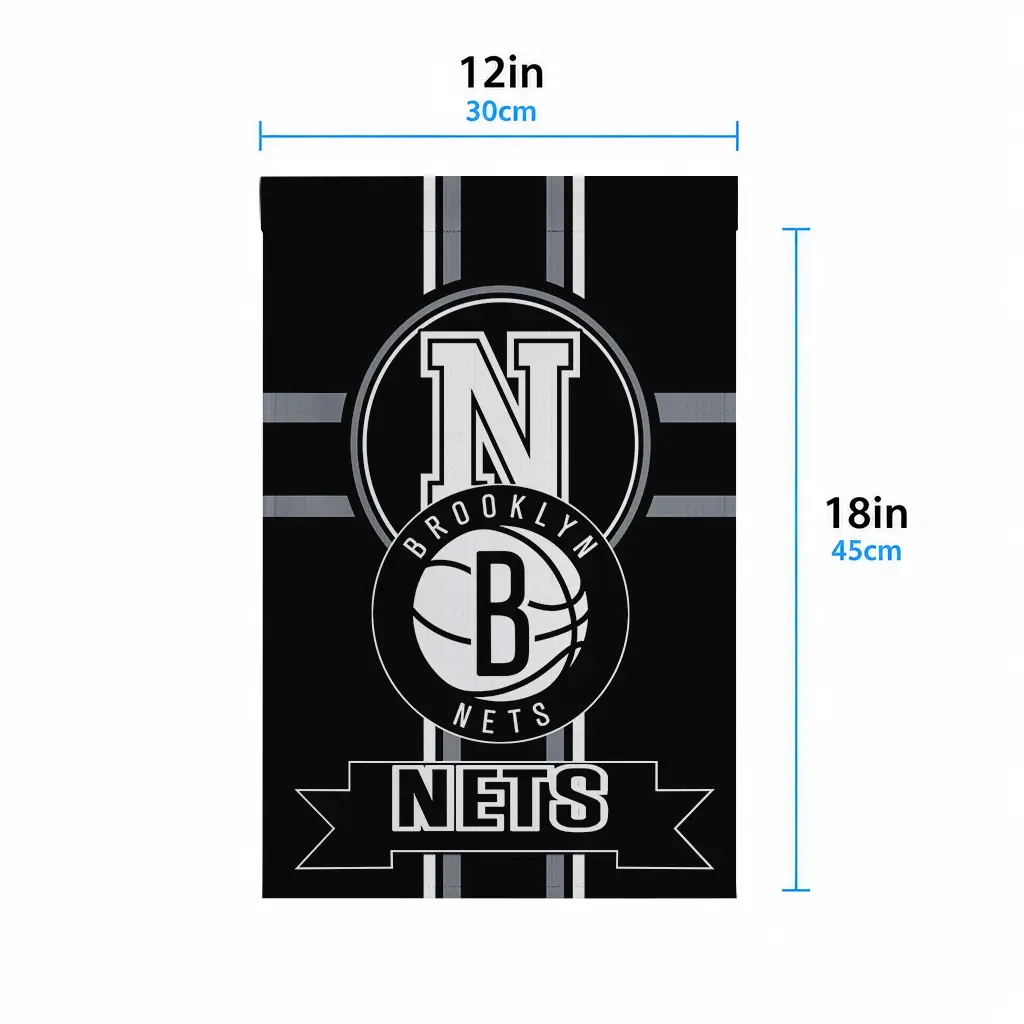 Brooklyn Nets Garden Flag Custom Circle Medallion Black High Quality Brooklyn Nets Garden Flag Custom Circle Medallion Black High Quality