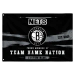 Brooklyn Nets House Flag Custom Brushed Streaks Black Best Selling