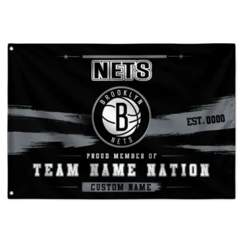 Brooklyn Nets House Flag Custom Brushed Streaks Black Best Selling