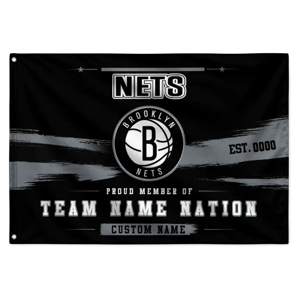Brooklyn Nets House Flag Custom Brushed Streaks Black Best Selling Brooklyn Nets House Flag Custom Brushed Streaks Black Best Selling