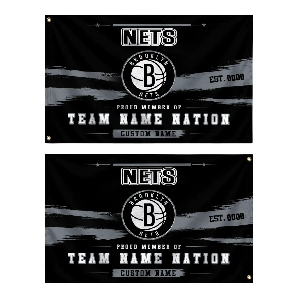 Brooklyn Nets House Flag Custom Brushed Streaks Black Fashion Forward Brooklyn Nets House Flag Custom Brushed Streaks Black Fashion Forward