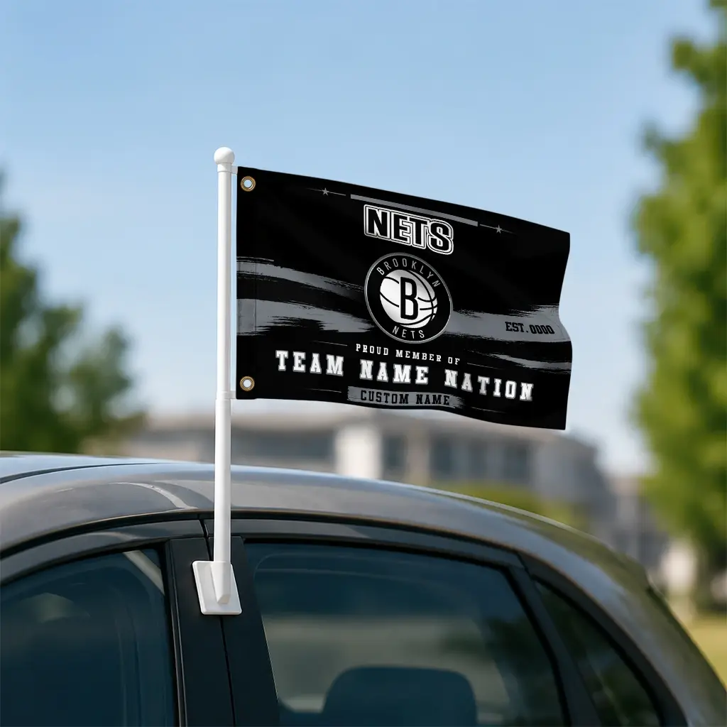 Brooklyn Nets House Flag Custom Brushed Streaks Black Latest Model Brooklyn Nets House Flag Custom Brushed Streaks Black Latest Model