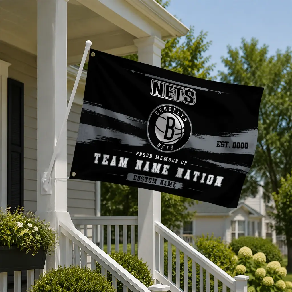 Brooklyn Nets House Flag Custom Brushed Streaks Black New Arrival Brooklyn Nets House Flag Custom Brushed Streaks Black New Arrival