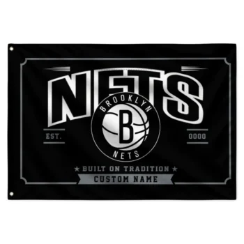 Brooklyn Nets House Flag Custom Ornate Border Black Best Selling