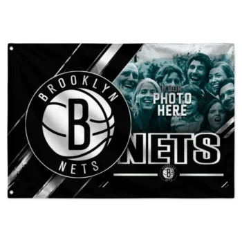 Brooklyn Nets House Flag Customized Diagonal Stripes Black Best Selling