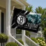 Brooklyn Nets House Flag Customized Diagonal Stripes Black Best Selling