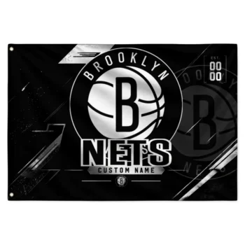 Brooklyn Nets House Flag Personalized Speed Slashes Black Best Selling