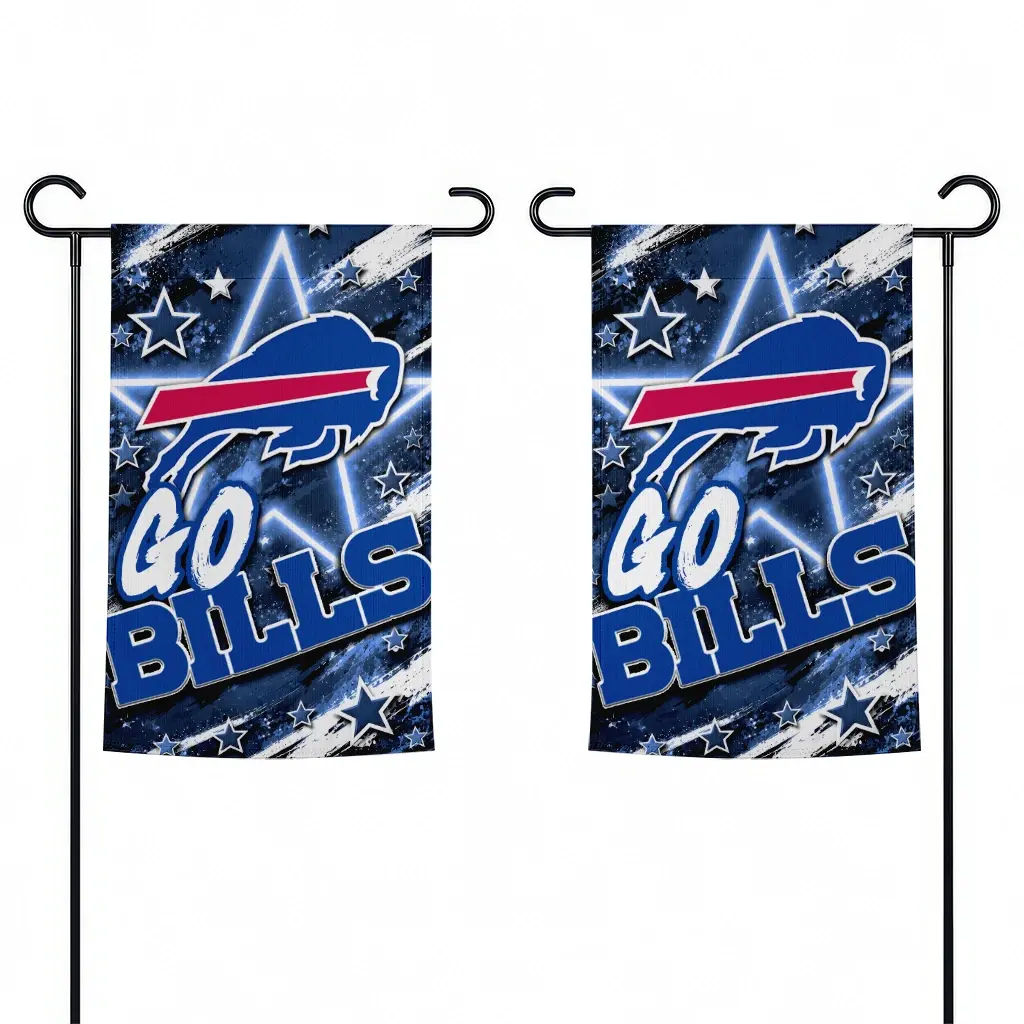 Buffalo Bills Garden Flag Custom Glowing Star Blue Fashion Forward Buffalo Bills Garden Flag Custom Glowing Star Blue Fashion Forward