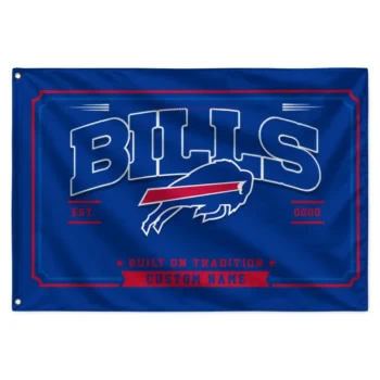 Buffalo Bills House Flag Personalized Ornate Border Blue Best Selling