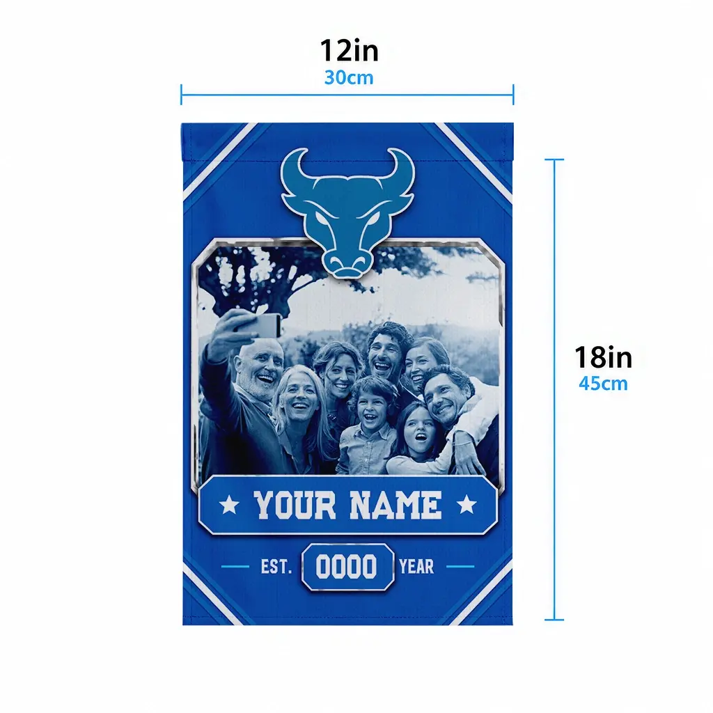 Buffalo Bulls Garden Flag Custom Photo Frame Royal Blue High Quality Buffalo Bulls Garden Flag Custom Photo Frame Royal Blue High Quality
