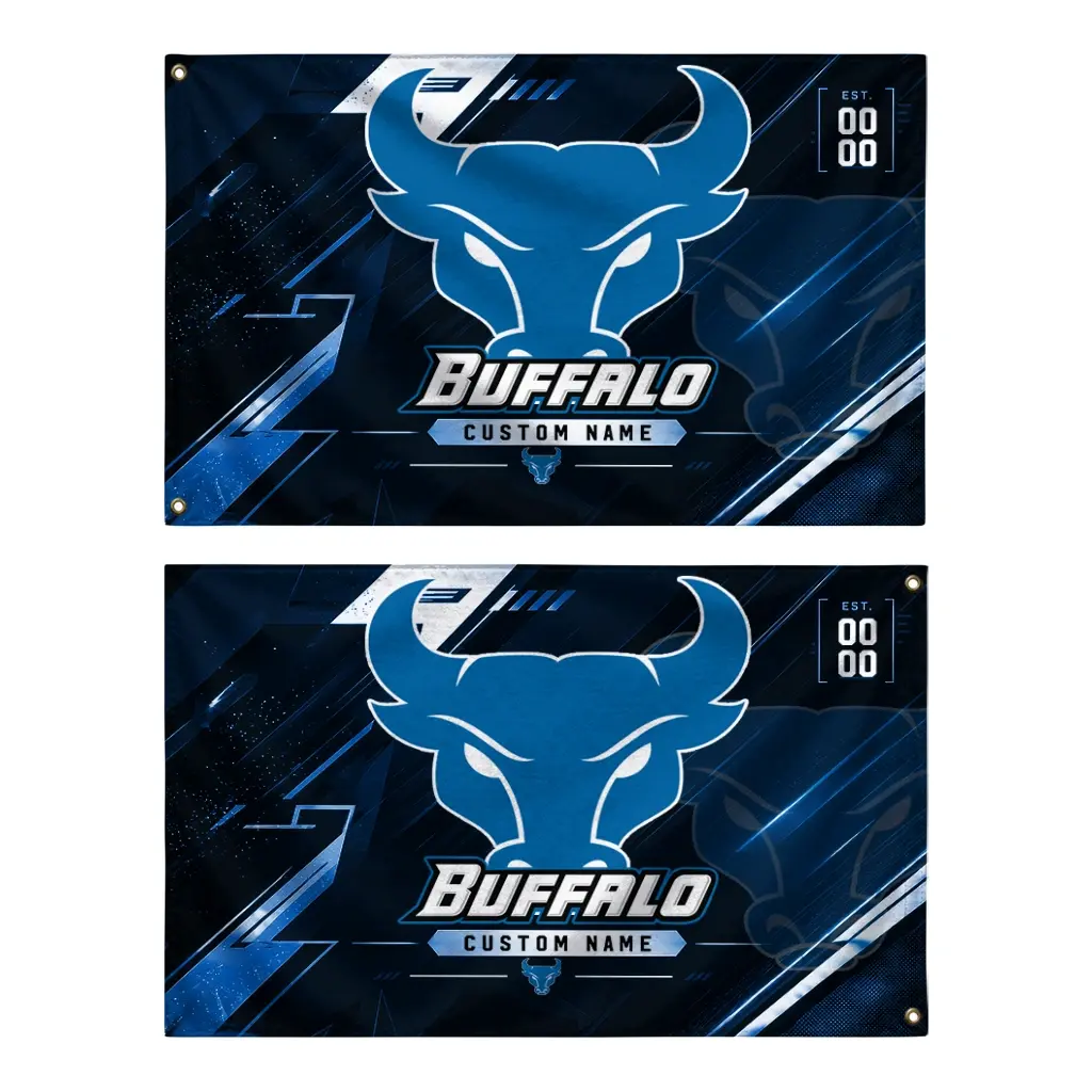 Buffalo Bulls House Flag Custom Speed Slashes Royal Blue Fashion Forward Buffalo Bulls House Flag Custom Speed Slashes Royal Blue Fashion Forward