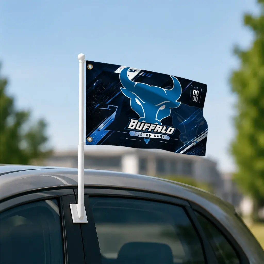 Buffalo Bulls House Flag Custom Speed Slashes Royal Blue Latest Model Buffalo Bulls House Flag Custom Speed Slashes Royal Blue Latest Model