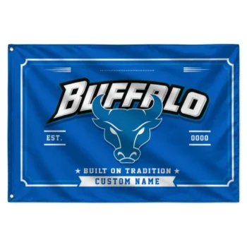 Buffalo Bulls House Flag Customized Ornate Border Royal Blue Best Selling