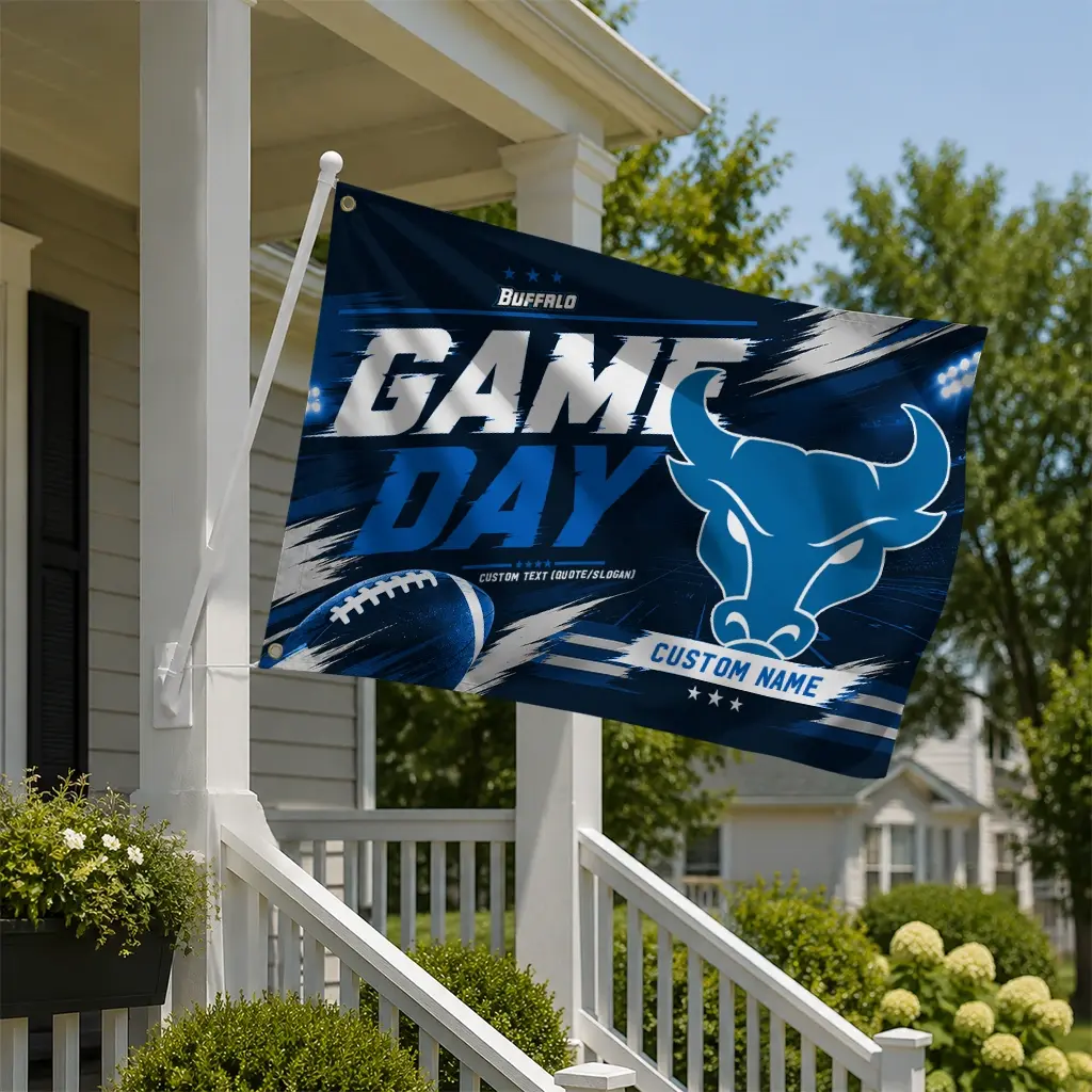 Buffalo Bulls House Flag Personalized Action Streaks Royal Blue New Arrival Buffalo Bulls House Flag Personalized Action Streaks Royal Blue New Arrival