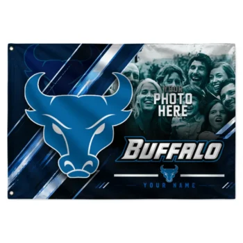 Buffalo Bulls House Flag Personalized Diagonal Stripes Royal Blue Best Selling