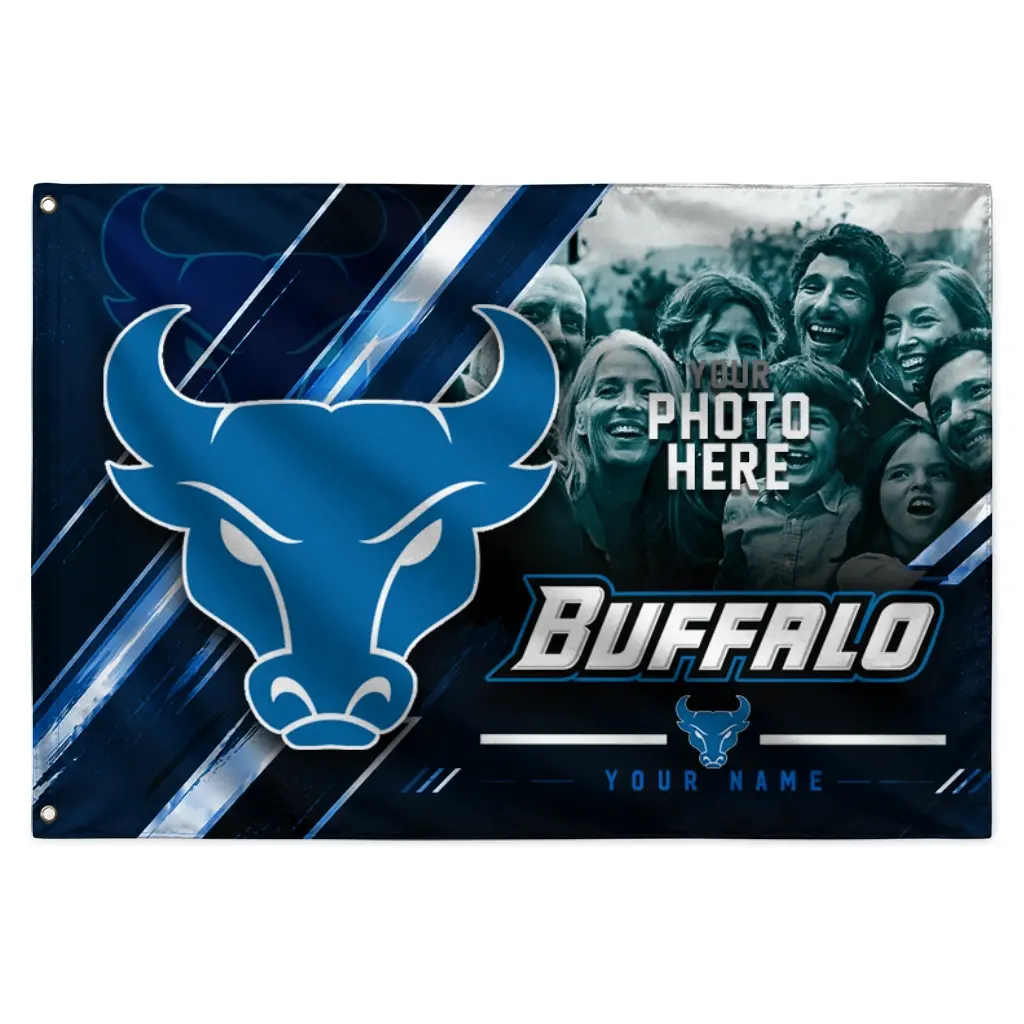 Buffalo Bulls House Flag Personalized Diagonal Stripes Royal Blue Best Selling Buffalo Bulls House Flag Personalized Diagonal Stripes Royal Blue Best Selling