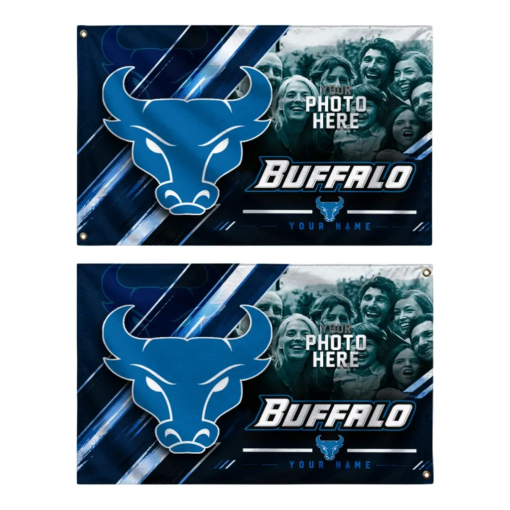 Buffalo Bulls House Flag Personalized Diagonal Stripes Royal Blue Fashion Forward Buffalo Bulls House Flag Personalized Diagonal Stripes Royal Blue Fashion Forward