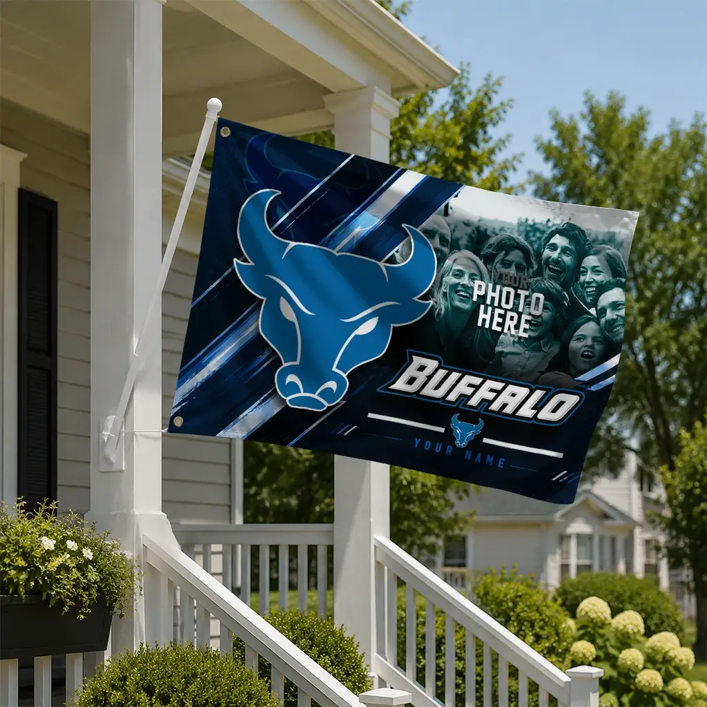 Buffalo Bulls House Flag Personalized Diagonal Stripes Royal Blue New Arrival Buffalo Bulls House Flag Personalized Diagonal Stripes Royal Blue New Arrival
