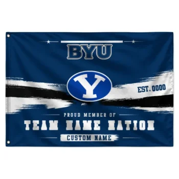 Byu Cougars House Flag Custom Brushed Streaks Blue Best Selling