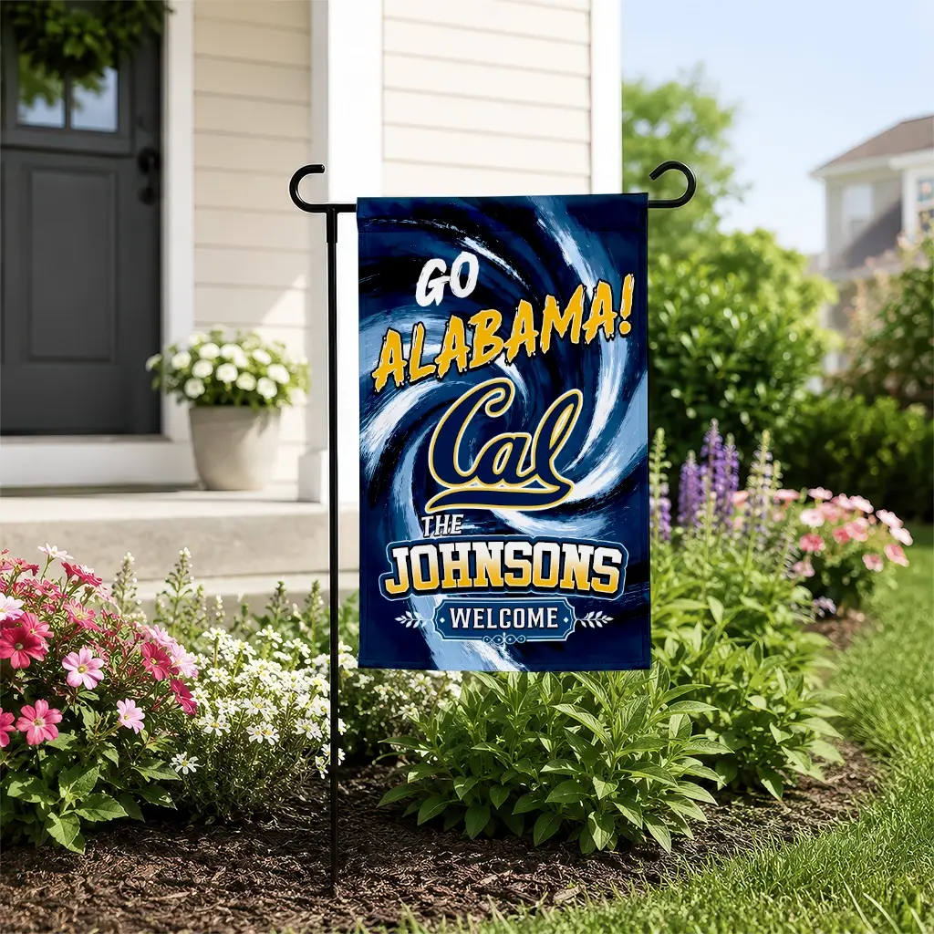 California Golden Bears Garden Flag Personalized Swirl Vortex Blue New Arrival California Golden Bears Garden Flag Personalized Swirl Vortex Blue New Arrival