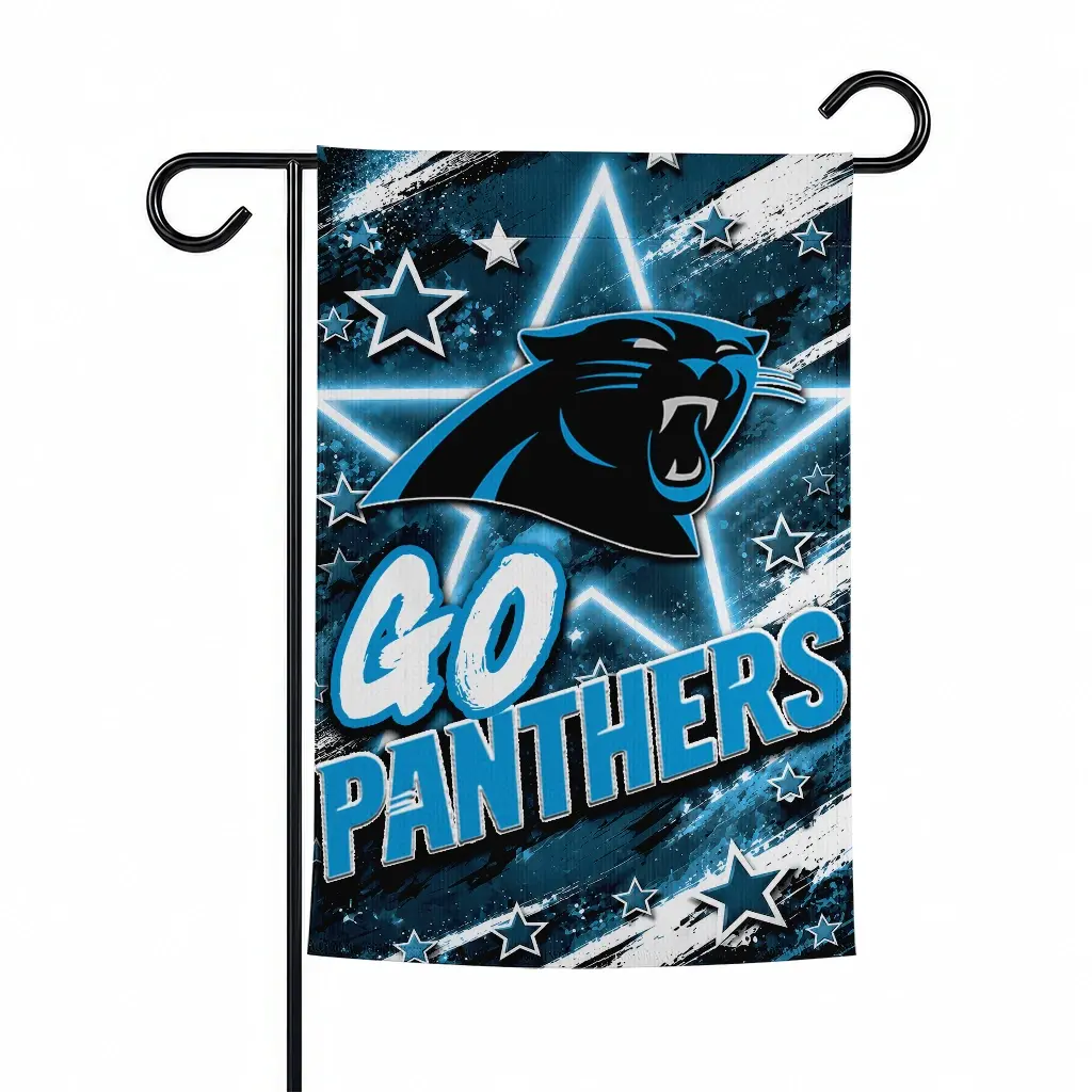 Carolina Panthers Garden Flag Customized Glowing Star Blue Best Selling Carolina Panthers Garden Flag Customized Glowing Star Blue Best Selling
