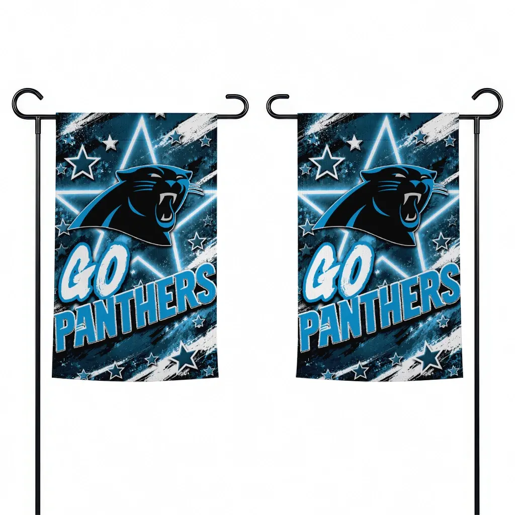 Carolina Panthers Garden Flag Customized Glowing Star Blue Fashion Forward Carolina Panthers Garden Flag Customized Glowing Star Blue Fashion Forward