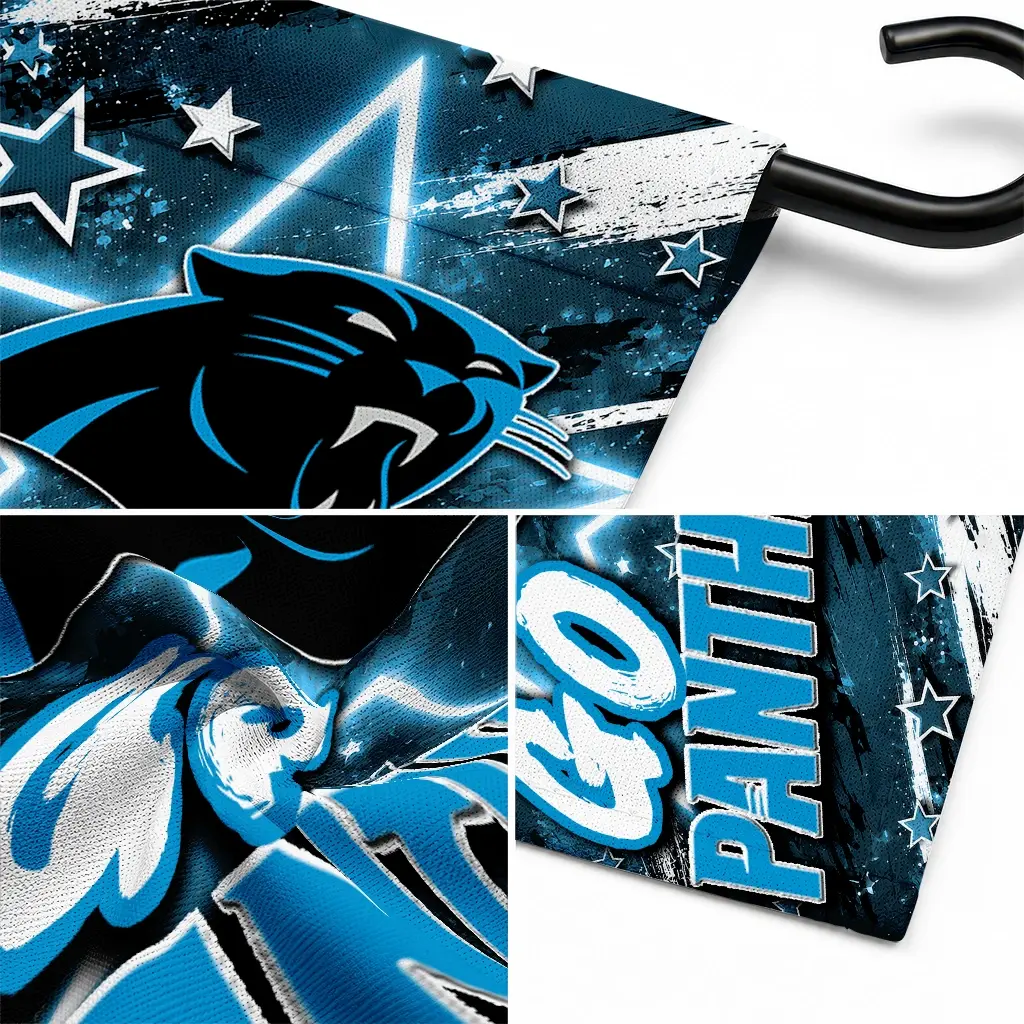 Carolina Panthers Garden Flag Customized Glowing Star Blue Latest Model Carolina Panthers Garden Flag Customized Glowing Star Blue Latest Model