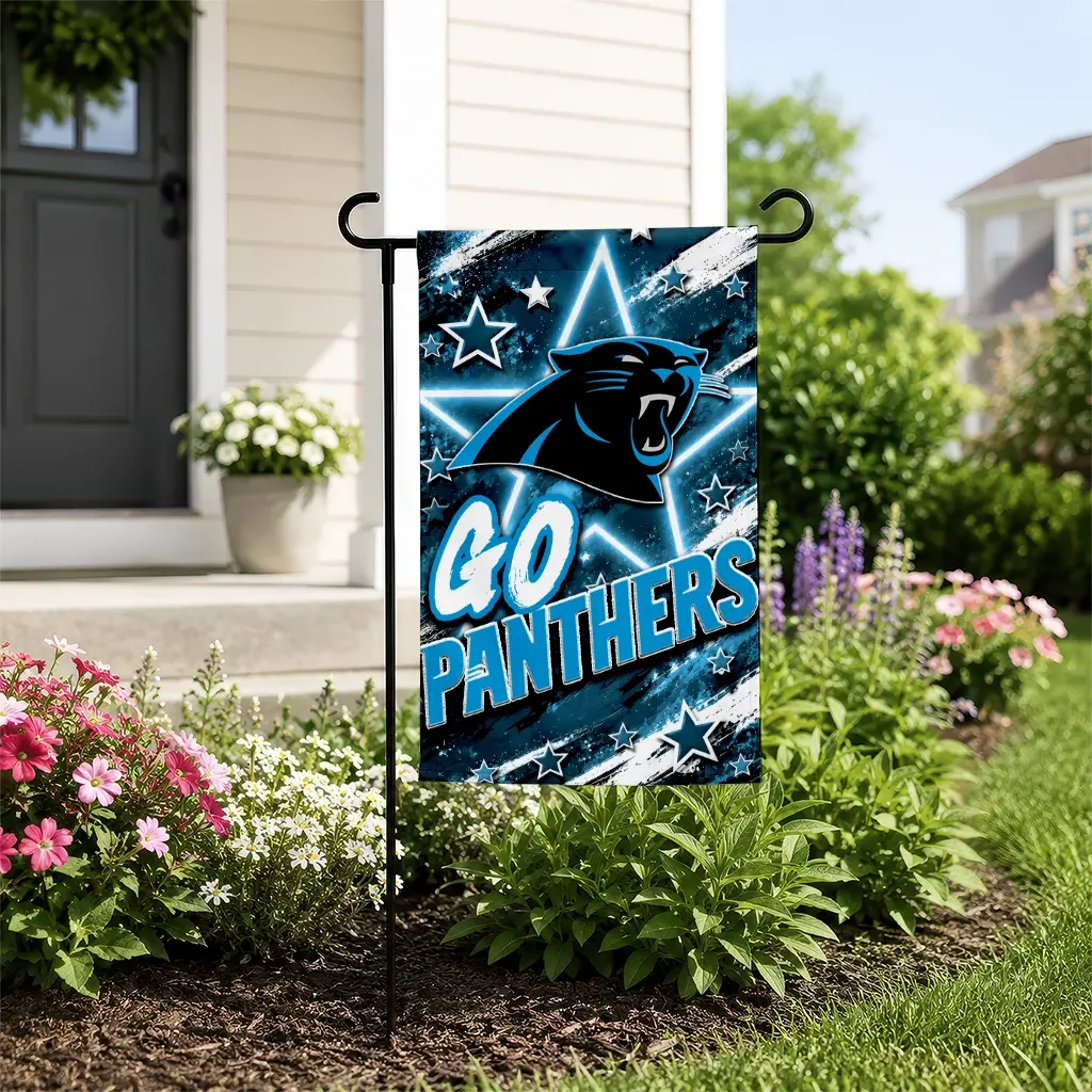 Carolina Panthers Garden Flag Customized Glowing Star Blue New Arrival Carolina Panthers Garden Flag Customized Glowing Star Blue New Arrival